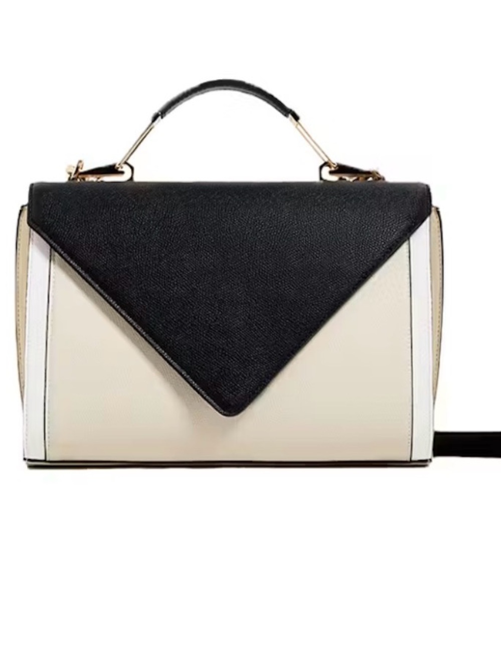 Zara Classic Top-Handle Satchel - Black & Cream (missing crossbody strap)